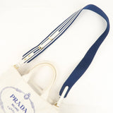 Prada Canapa Mini Canvas 2Way Tote Bag Hand Bag White 1BG439
