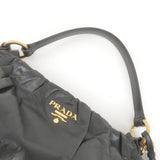 Prada Logo Leather Shoulder Bag With Tassel Black