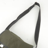 Prada Logo Nylon Leather Shoulder Bag Crossbody Bag Khaki Black