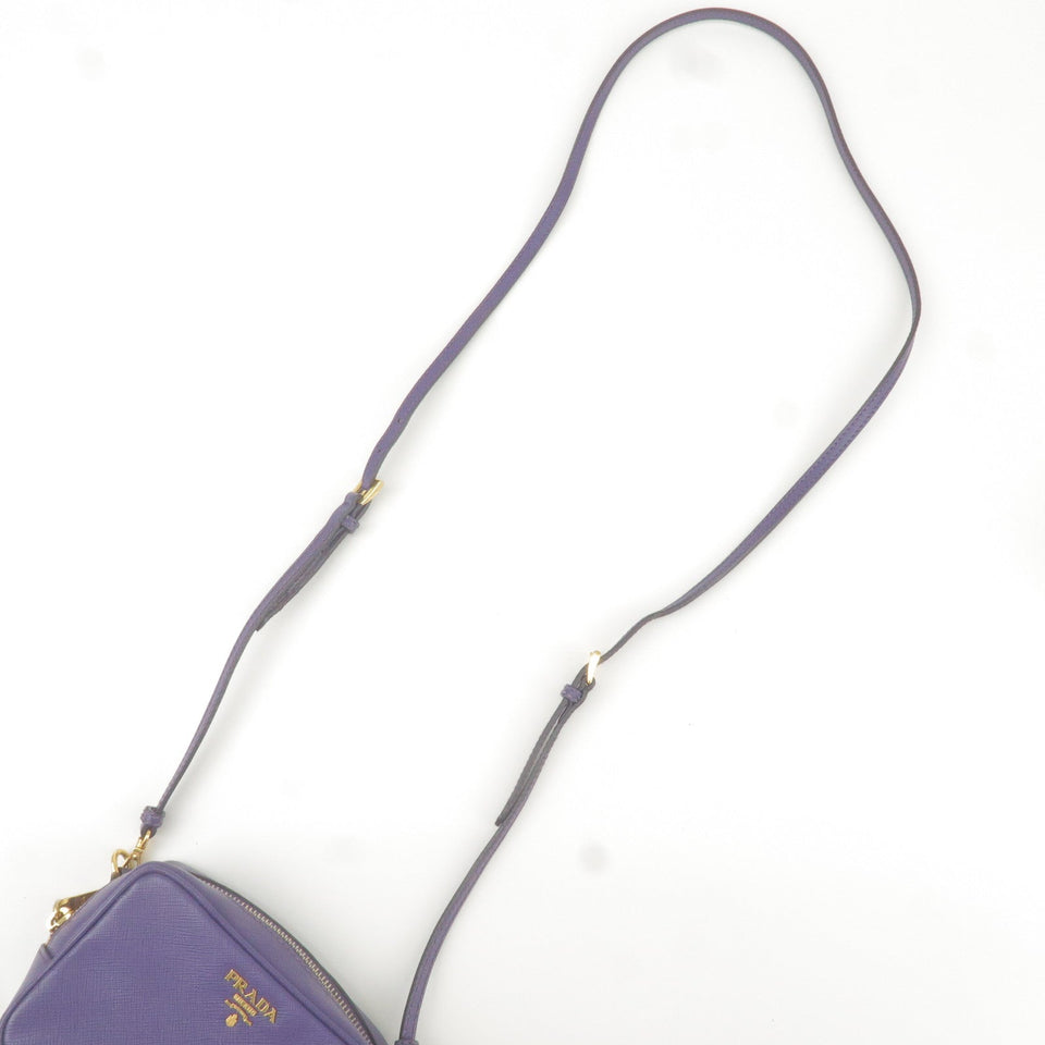 Prada Logo Leather Mini Shoulder Bag 2Way Bag Pouch Purple