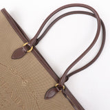 Prada Logo Jacquard Leather Tote Bag Beige Brown 1BG158