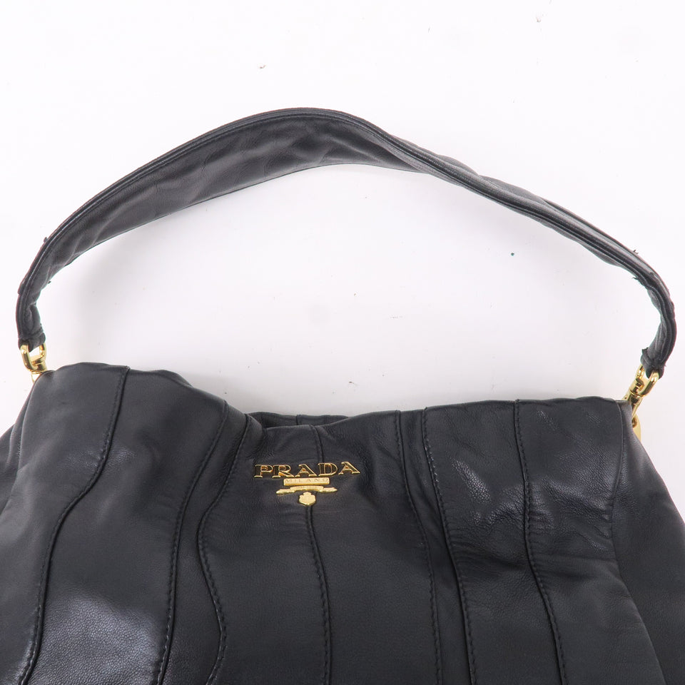 Prada Leather Shoulder Bag Hand Bag Black