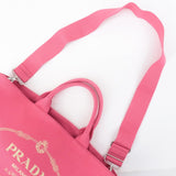 Prada Logo Canapa Canvas Leather Fabric 2Way Bag Pink 1BG163