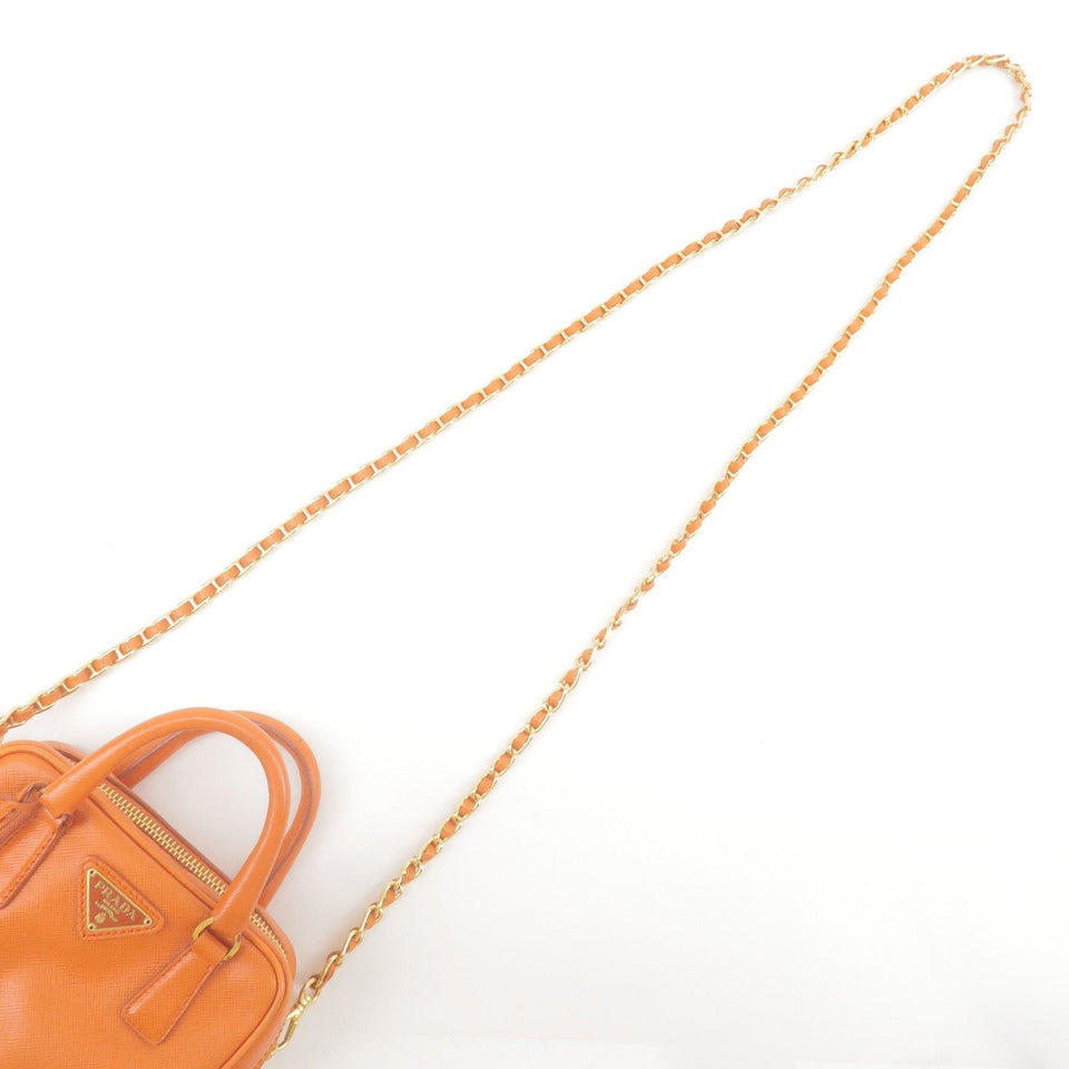 Prada Logo Leather Chain 2Way Bag Shoulder Bag Orenge BL0705