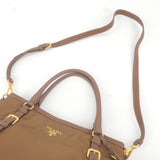 Prada Logo Nylon Leather 2Way Bag Hand Bag Brown BR4993