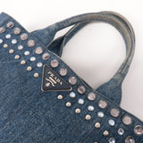 Prada Denim Bijou Canapa Mini Canvas 2Way Hand Bag Blue 1BG439