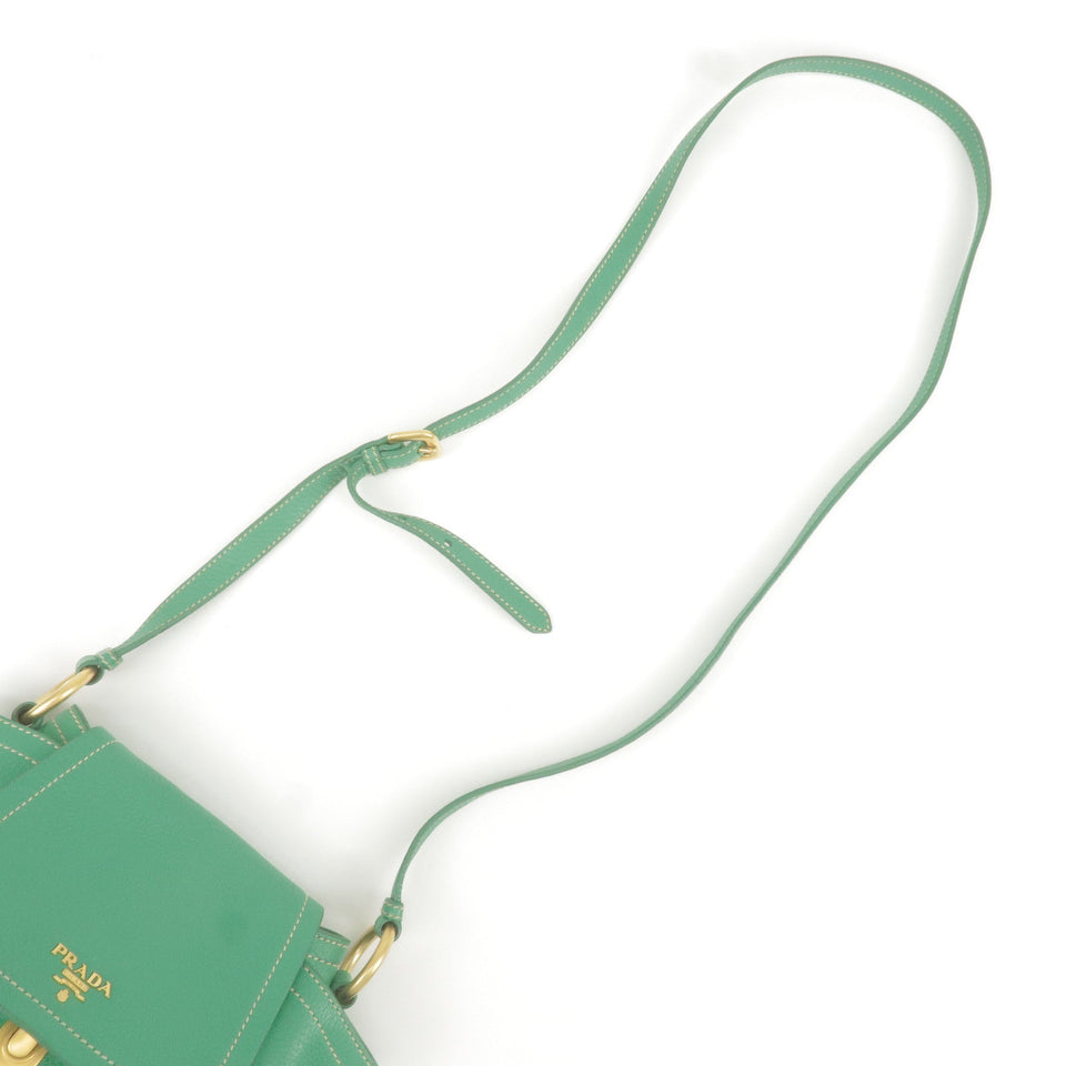 Prada Logo Leather Shoulder Bag Crossbody Bag Green