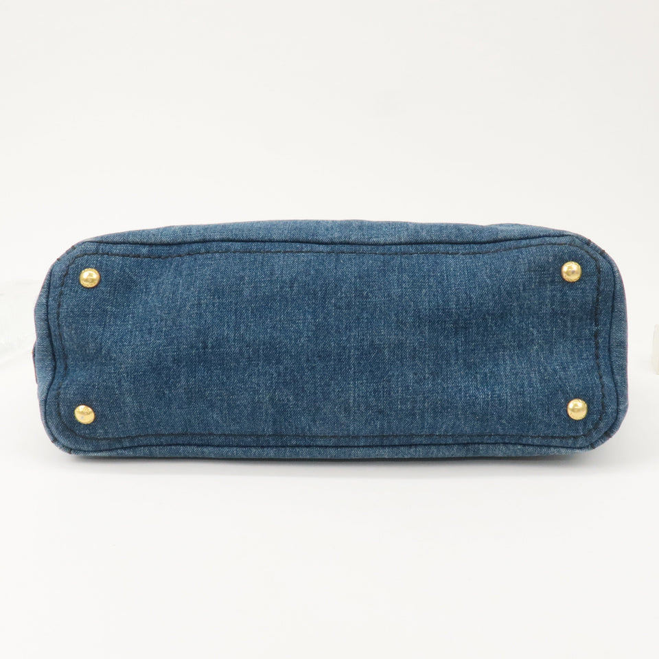 Prada Denim Leather 2Way Bag Hand Shoulder Bag Blue BN2069