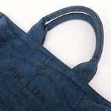 Prada Canapa Large Canvas Tote Bag Hand Bag Denim Blue B1872B