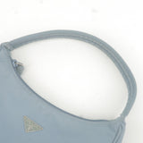 Prada Logo Nylon Canvas Hand Bag Pouch Purse Light Blue MV515
