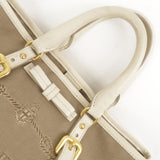 Prada Logo Jacquard Leather 2Way Bag Hand Bag Beige BN1841