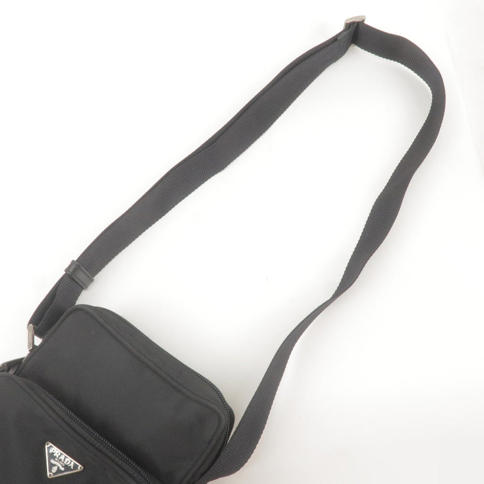 Prada Logo Nylon Leather Shoulder Bag NERO Black BT0169