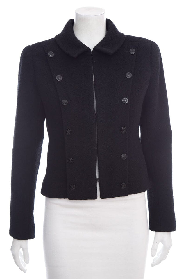 Chanel Black Double Breasted Jacket SZ 38