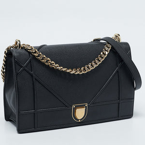 Dior Black Leather Large Diorama Flap Shoulder Bag