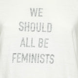 Dior Ivory Slogan Print Cotton & Linen Crew Neck T-Shirt