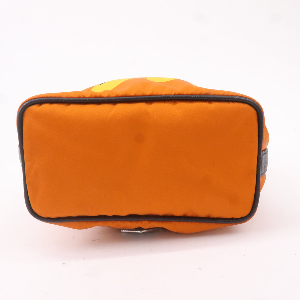 Prada Leather Nylon Hand Bag  Shoulder Bag Orange Black
