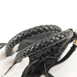 Prada Nylon Leather Ribbon 2Way Bag Shoulder Bag NERO Black