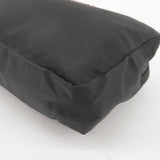 Prada Logo Nylon Leather Pouch Cosmetic Bag NERO Black MV348