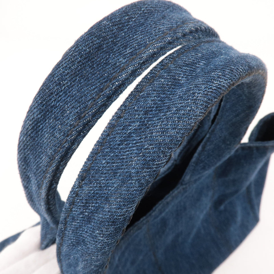 Prada Canapa Denim Tote Bag Hand Bag Denim Blue B1877B