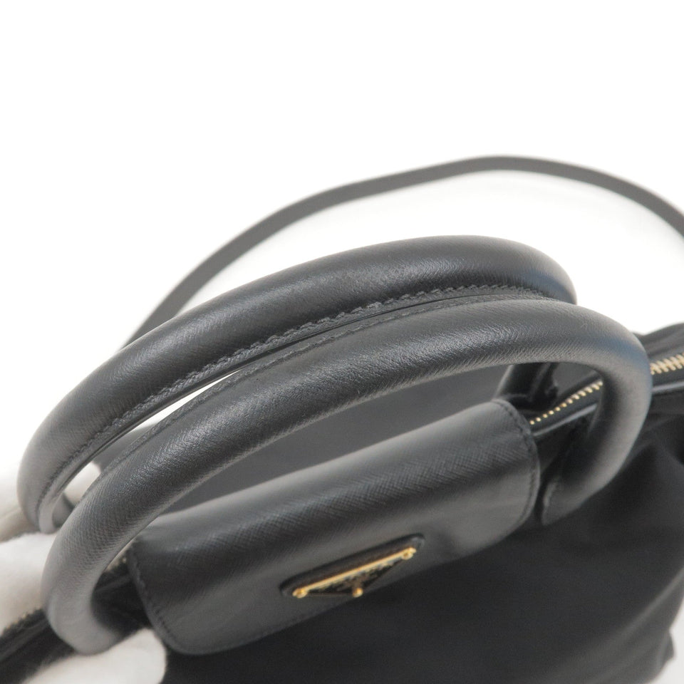 Prada Logo Nylon Leather 2Way Bag Hand Bag NERO Black BN2106