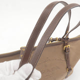 Prada Logo Jacquard Leather 2Way Tote Bag Beige Brown BR4253