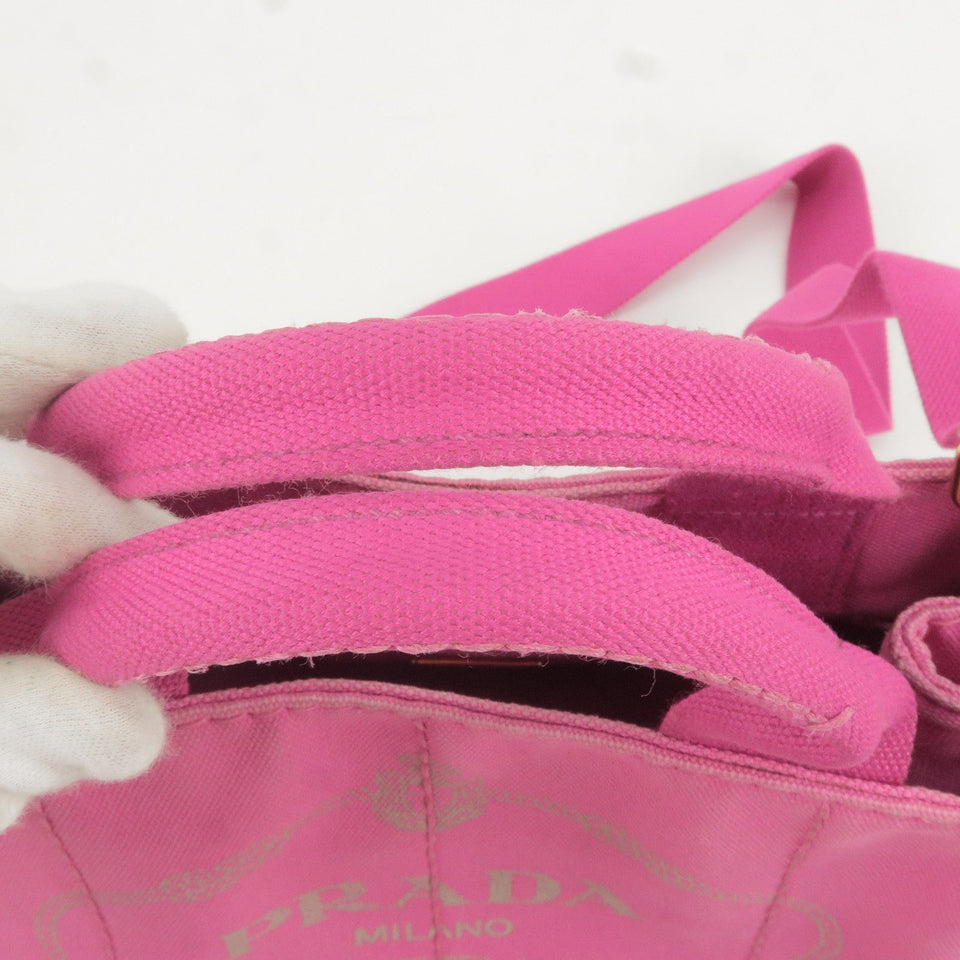 Prada Canapa Mini Canvas 2Way Bag Shoulder Bag Pink B2439G