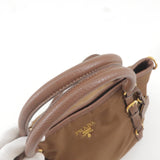 Prada Logo Nylon Leather 2Way Bag Hand Bag Brown BR4993
