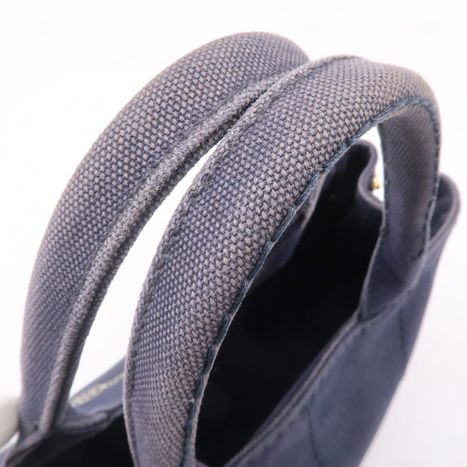 Prada Canapa Mini Canvas 2Way Tote Bag Hand Bag Navy 1BG439