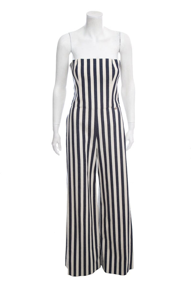 Chanel Striped Nautical Canvas Denim Jumpsuit SZ 38
