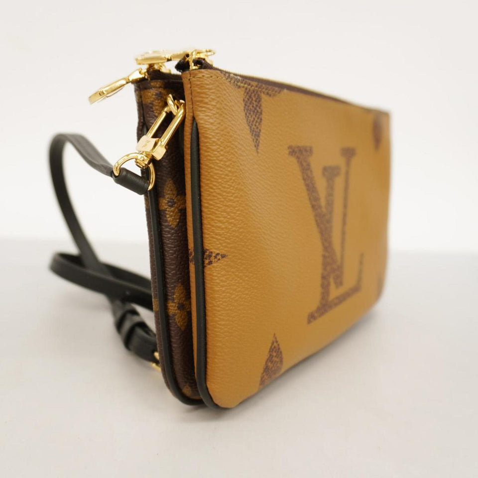 Louis Vuitton Pochette Double Zip  Canvas Clutch Bag