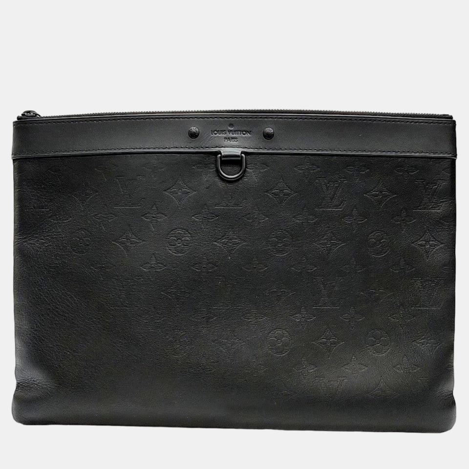 Black Monogram Shadow Leather Discovery Pochette Clutch Bag