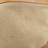 Prada Logo Jacquard Leather Shoulder Bag Beige Brown BT0537