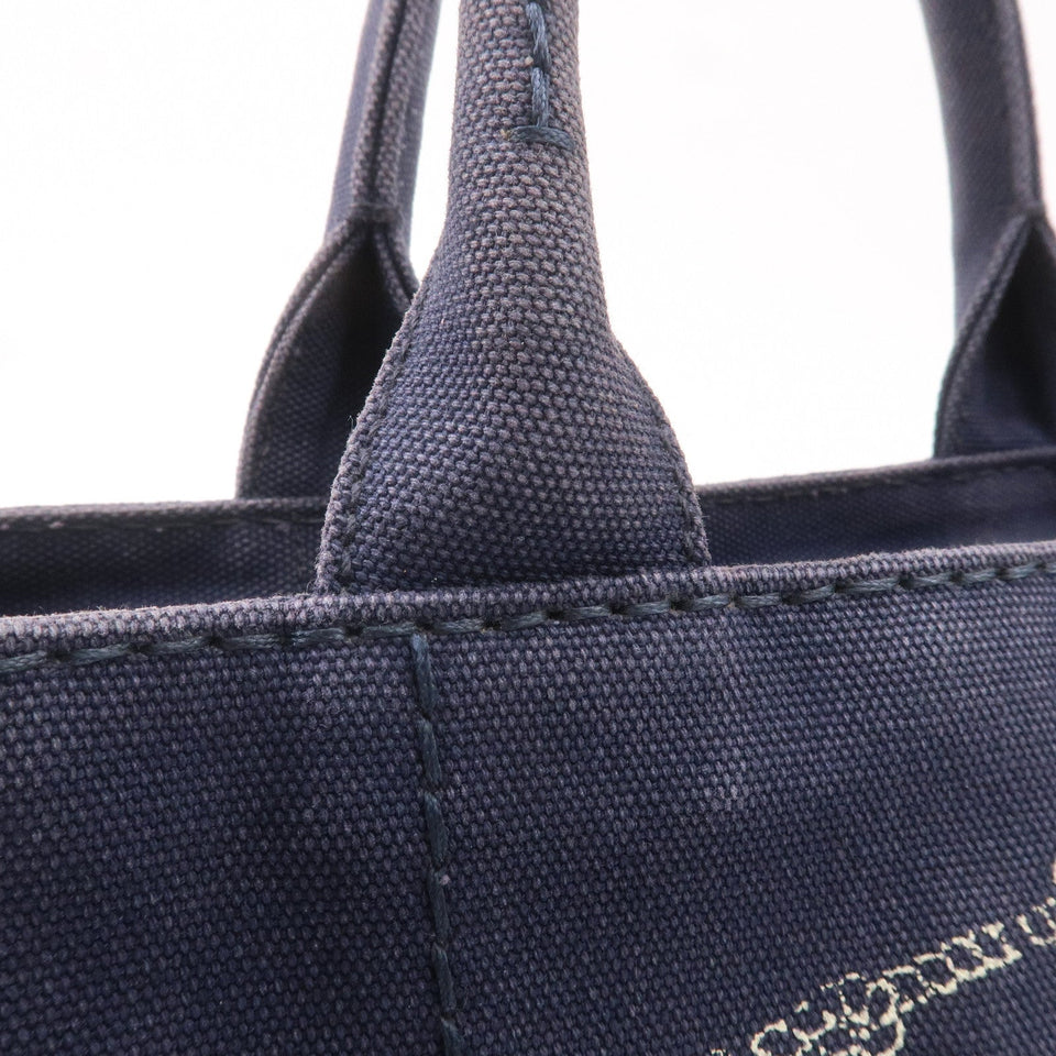 Prada Canapa Mini Canvas 2Way Tote Bag Hand Bag Navy 1BG439