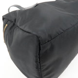 Prada Logo Nylon Leather Boston Bag Hand Bag Black BL0567