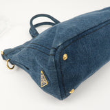 Prada Denim Leather 2Way Bag Hand Shoulder Bag Blue BN2069