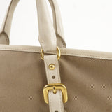 Prada Logo Jacquard Leather 2Way Bag Hand Bag Beige BN1841