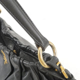 Prada Logo Leather Shoulder Bag With Tassel Black