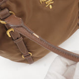 Prada Logo Nylon Leather 2Way Bag Hand Bag Brown BR4993