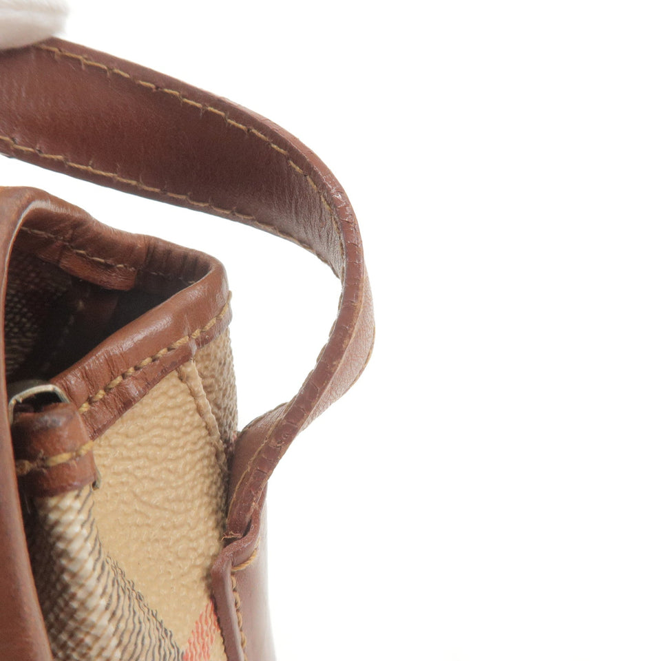 BURBERRY Nova Plaid PVC Leather Shoulder Bag Beige Brown