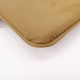 Prada Logo Nylon Leather Clutch Bag Pouch Brown