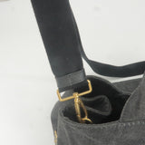 Prada Logo Canapa Denim Tote Bag Hand Bag NERO Black B2642B