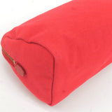 Prada Logo Canvas Pouch Clutch Bag Red Gold Hardware 1N0693