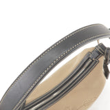 Prada Logo Jacquard Leather Shoulder Bag Beige Black BR3430