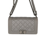 Chanel bag Gray Quilted Calfskin Medium Boy Bag