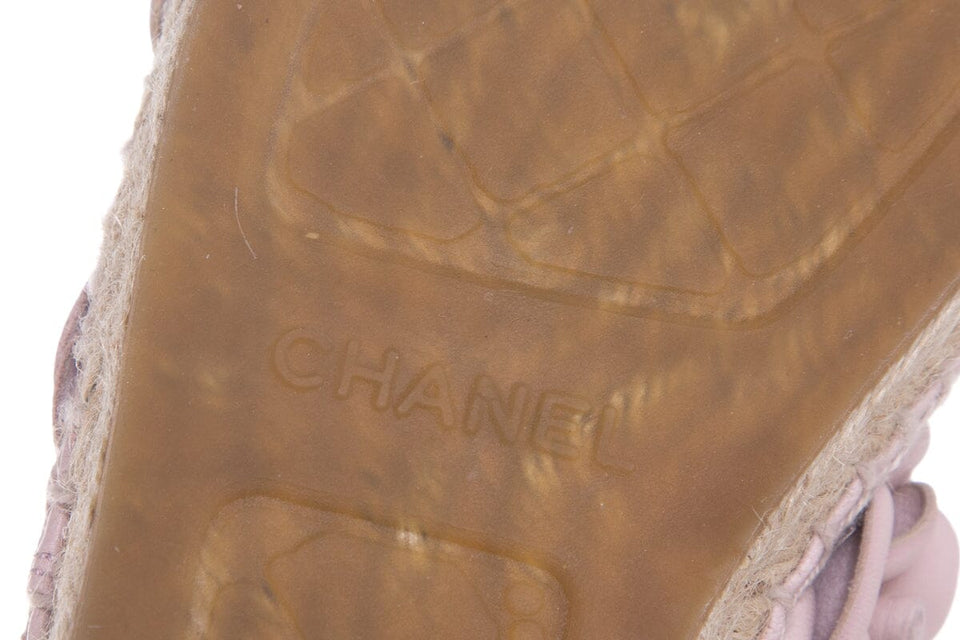 Chanel Blush Camellia Detail Espadrille SZ 41