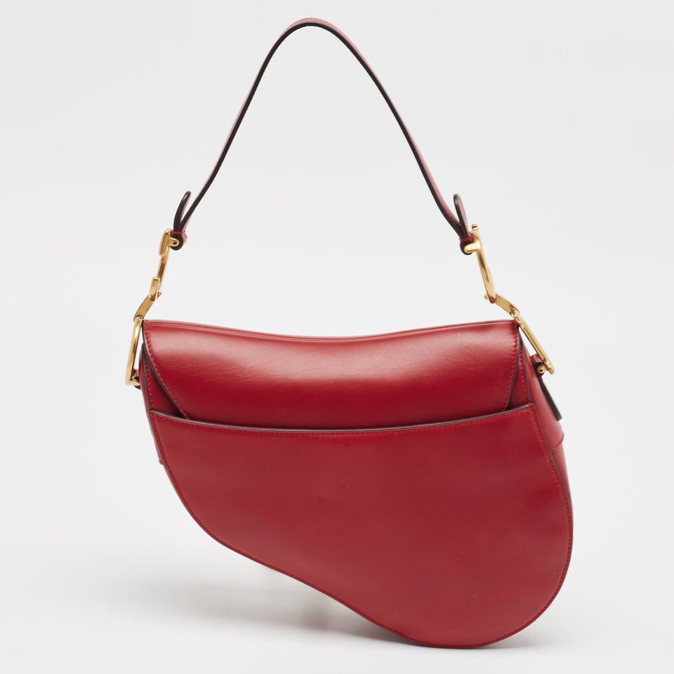 Dior Red Leather Saddle Bag