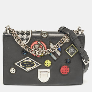 Dior Black Leather Medium Patch Diorama Shoulder Bag