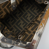Fendi Silver Laminated Leather Small First Clutch