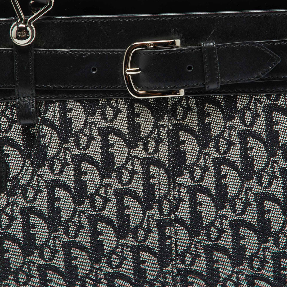 Dior Black Oblique Canvas And Leather Belt Jean Pocket Bag