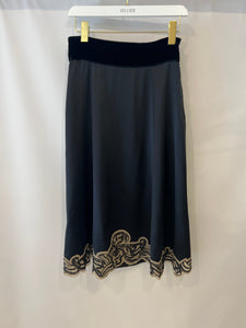 Prada Black Silk Lingerie Top and Midi Skirt Set with Embroidery Details Size IT 42 (UK 10)